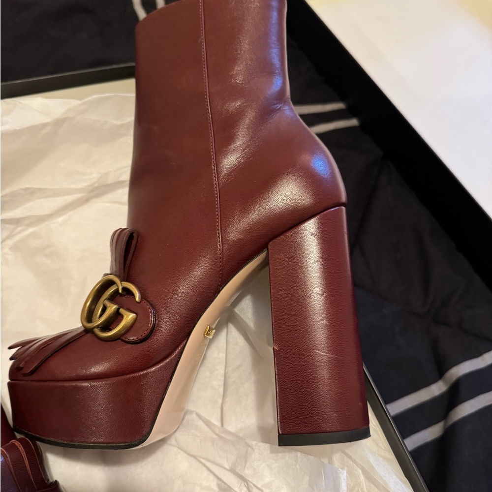 Authentic Gucci Marmont Fringe Platform Ankle Boots - Picture 4 of 11